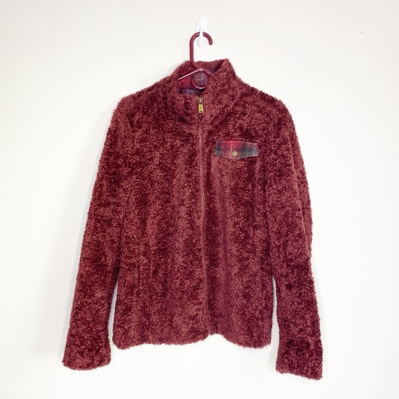 Pendleton Jackets & Blazers - Pendleton Fuzzy Zip Jacket Dark Red Size L